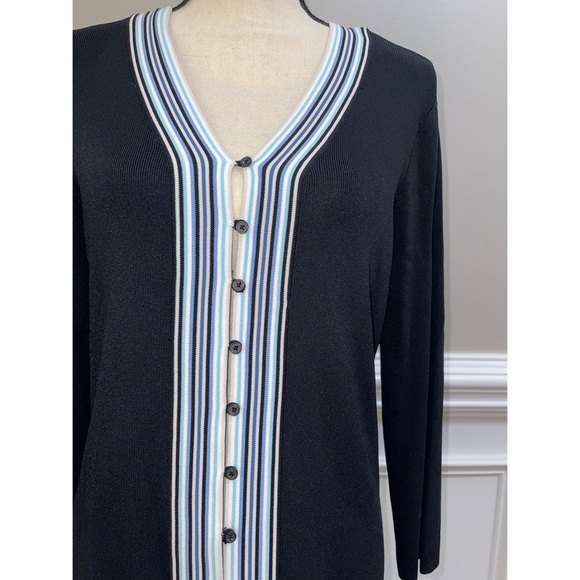 Women’s Willi Smith Black Striped Button Down Sweater 💙 - Picture 3 of 17
